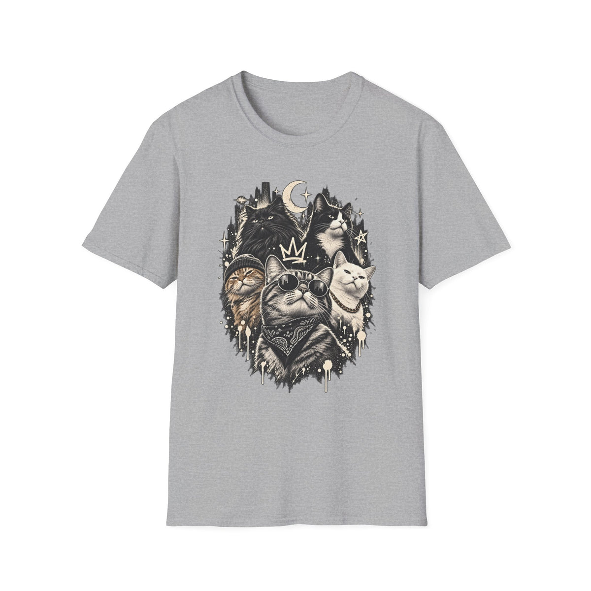 Celestial Moon & Stars Cat T-Shirt