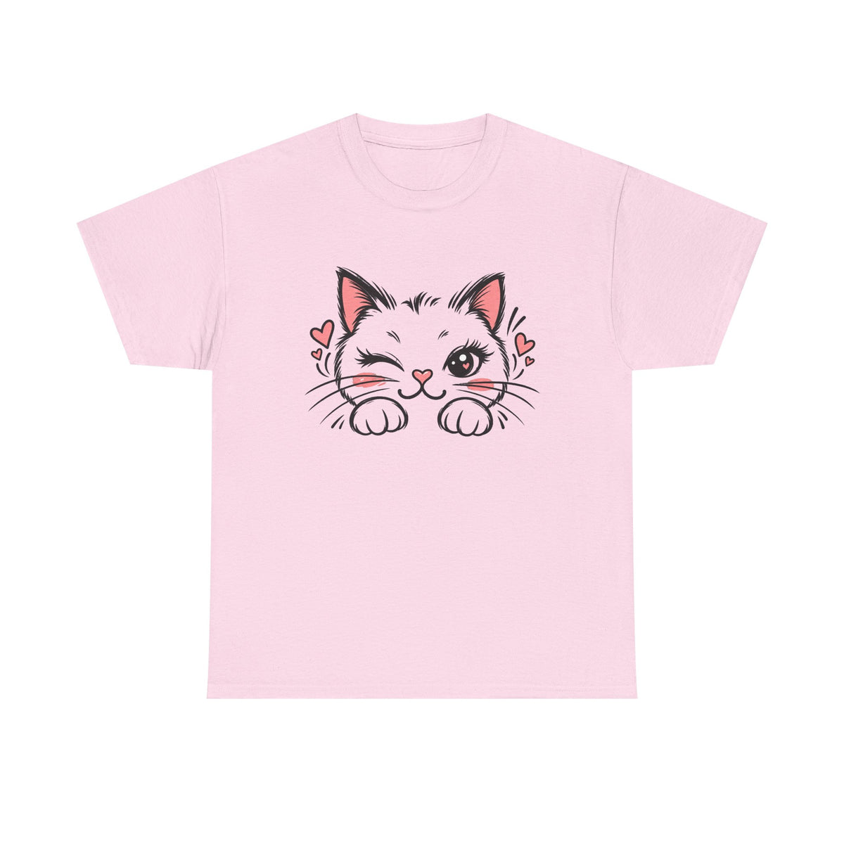 Minimalist Black Cat Heart T-Shirt