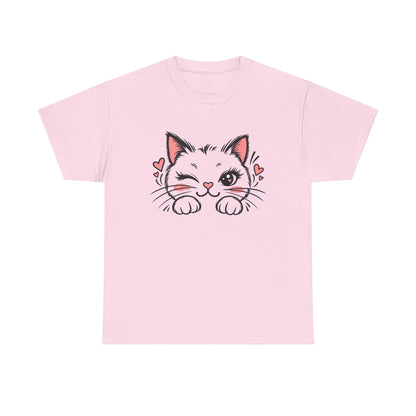 Minimalist Black Cat Heart T-Shirt
