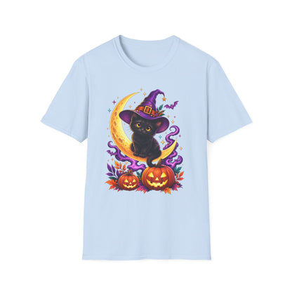 Black Cat Witch Moon Halloween T-Shirt