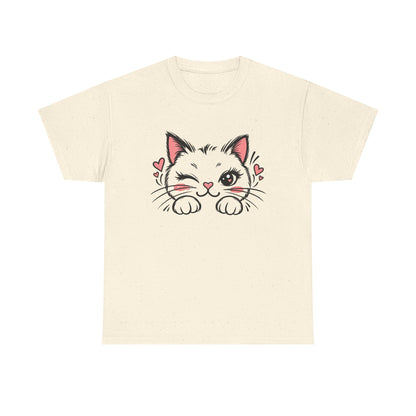 Minimalist Black Cat Heart T-Shirt