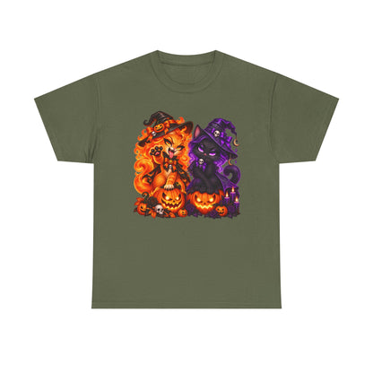 Halloween Witch Cats & Pumpkins T-Shirt
