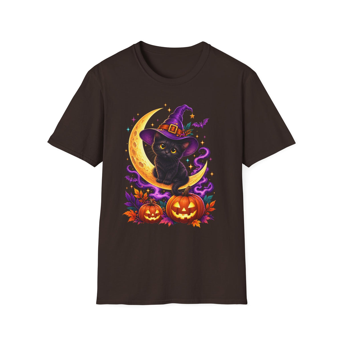 Black Cat Witch Moon Halloween T-Shirt