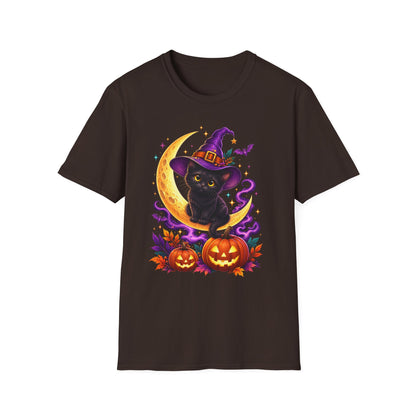 Black Cat Witch Moon Halloween T-Shirt