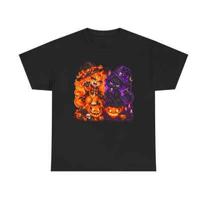 Halloween Witch Cats & Pumpkins T-Shirt