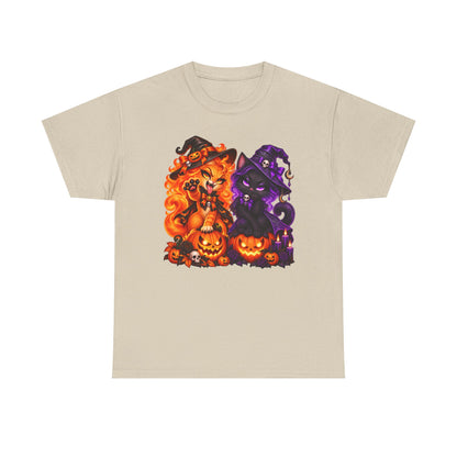 Halloween Witch Cats & Pumpkins T-Shirt
