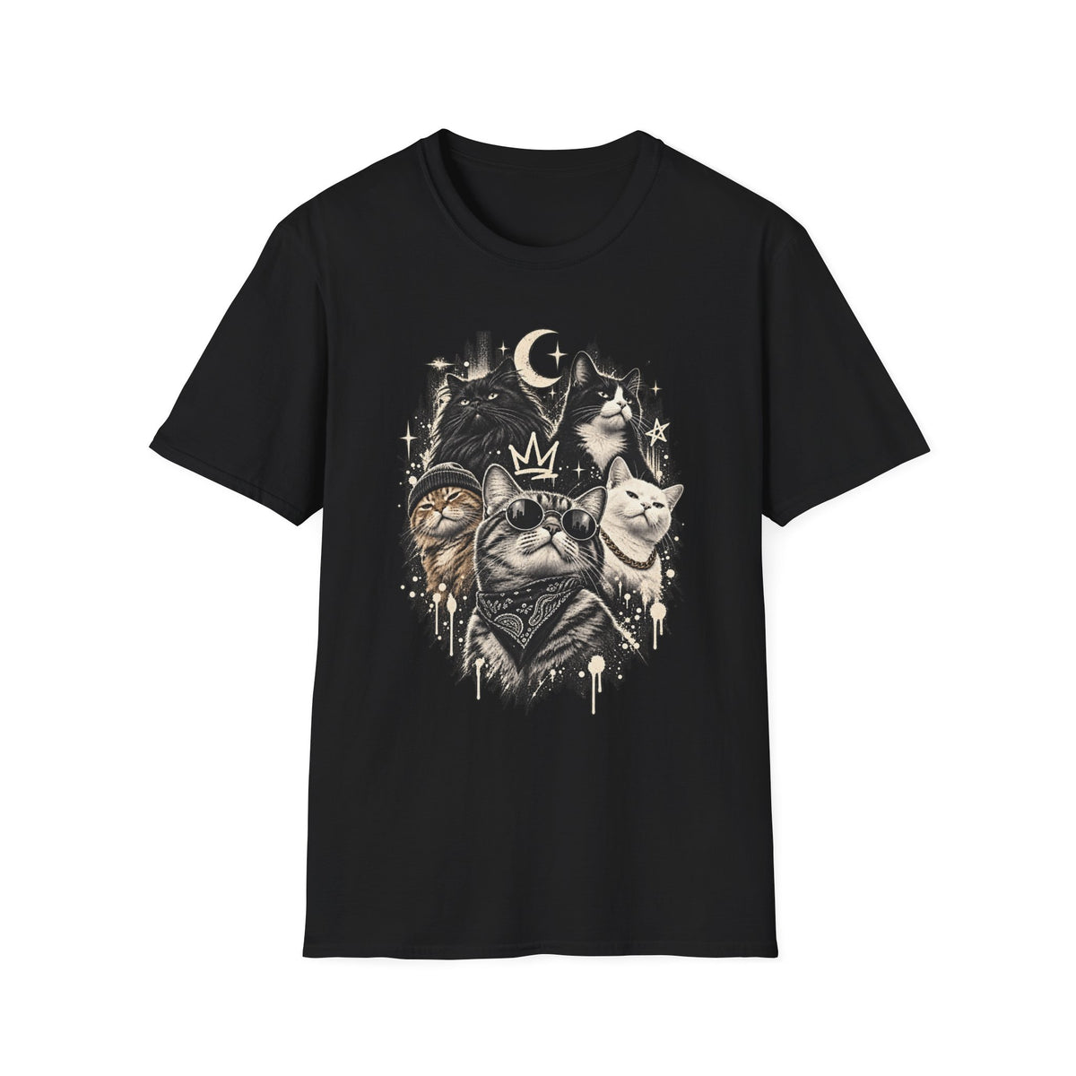 Celestial Moon & Stars Cat T-Shirt