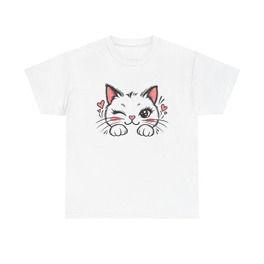 Minimalist Black Cat Heart T-Shirt