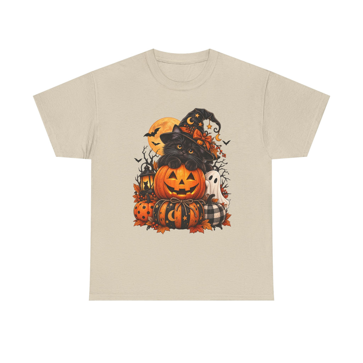 Black Cat Pumpkin Witch Halloween T-Shirt