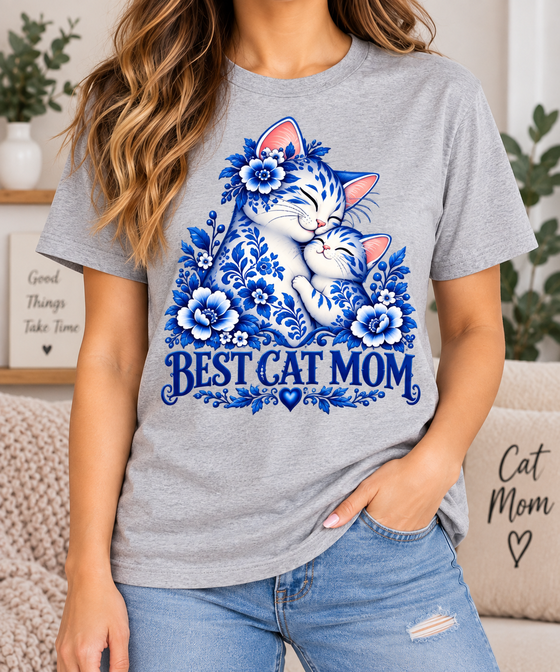 Best Cat Mom Floral T-Shirt