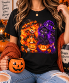 Halloween Witch Cats & Pumpkins T-Shirt