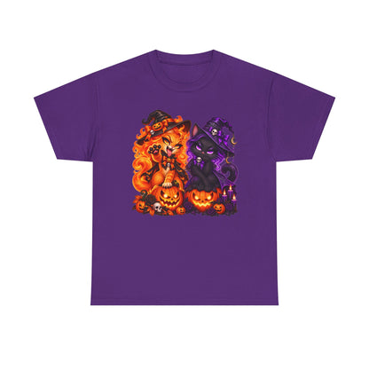 Halloween Witch Cats & Pumpkins T-Shirt