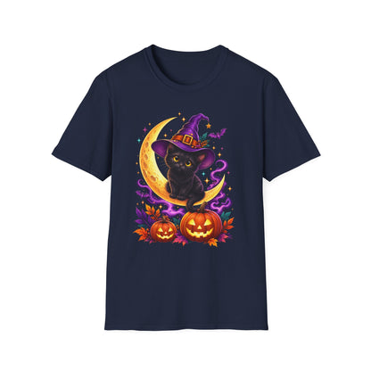 Black Cat Witch Moon Halloween T-Shirt