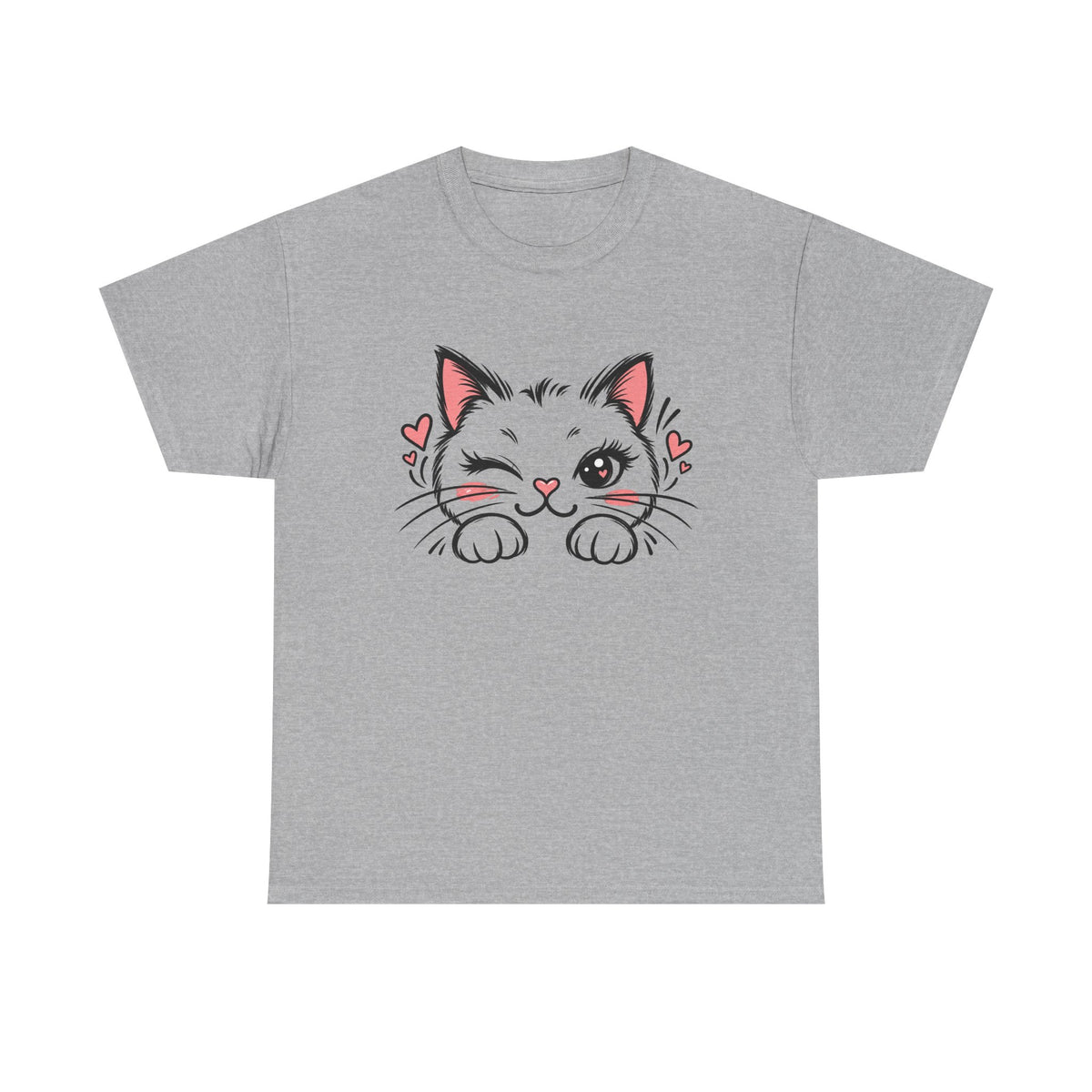 Minimalist Black Cat Heart T-Shirt