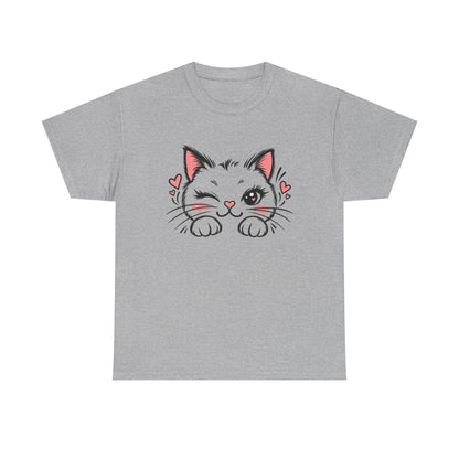 Minimalist Black Cat Heart T-Shirt