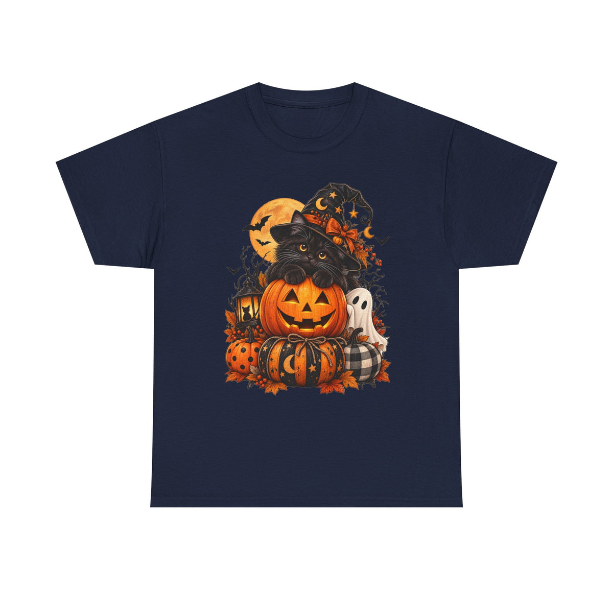 Black Cat Pumpkin Witch Halloween T-Shirt