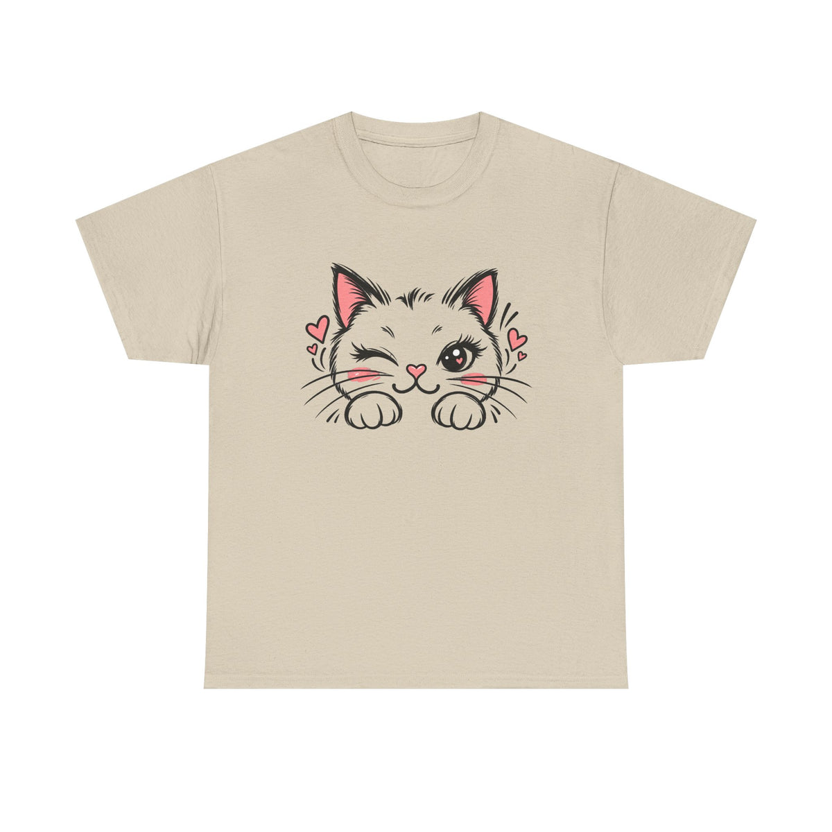 Minimalist Black Cat Heart T-Shirt