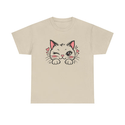 Minimalist Black Cat Heart T-Shirt