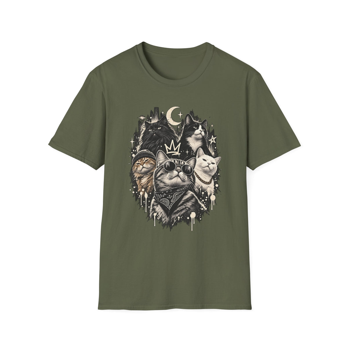 Celestial Moon & Stars Cat T-Shirt