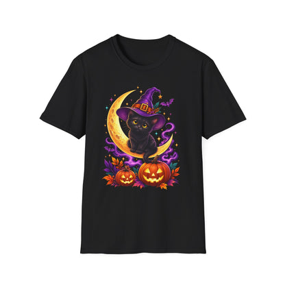 Black Cat Witch Moon Halloween T-Shirt