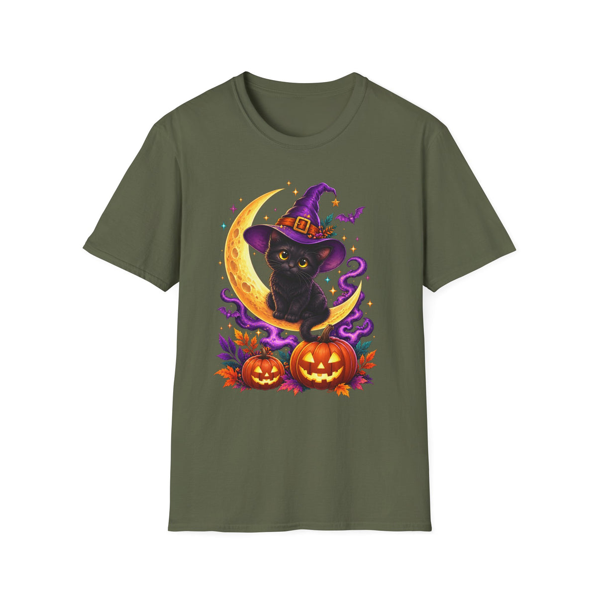 Black Cat Witch Moon Halloween T-Shirt