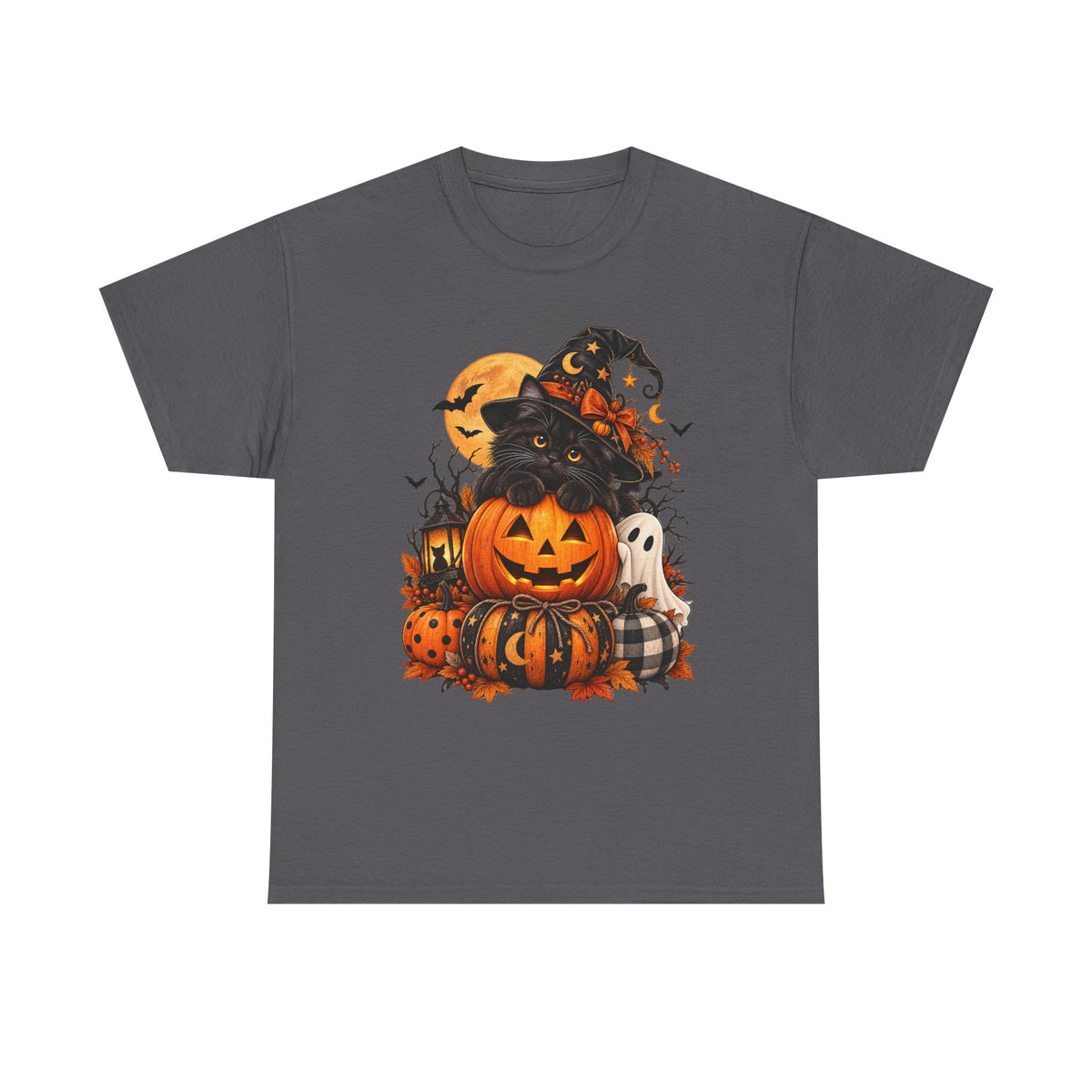 Black Cat Pumpkin Witch Halloween T-Shirt